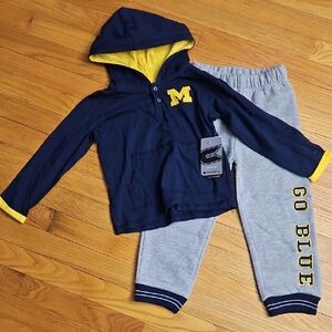 Kids Michigan Wolverines Navy and Gray Hoodie and Pants Set